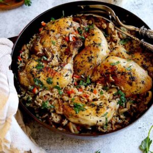 1/4 Chicken (Dark Meat) Over Rice